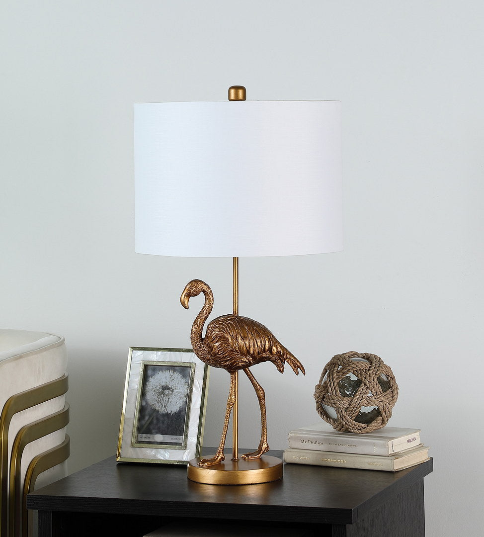 26" Matte Gold Flamingo Resin Table Lamp Gold Polyresin