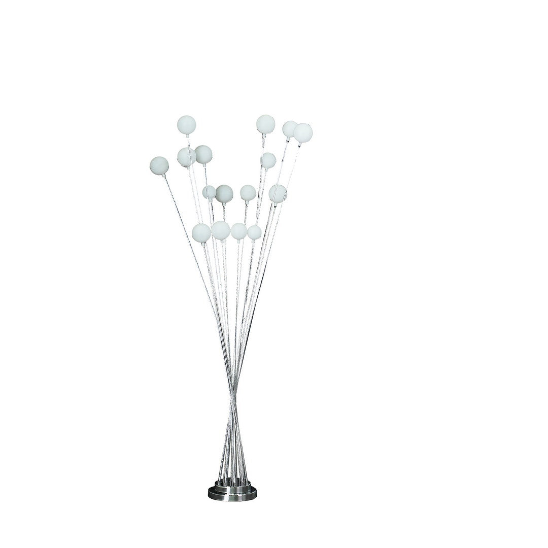 61.5" In 16 Light Acrylic Globe Aluminun Led Chrysanthe Silver Chrome Metal Floor Lamp Silver Metal