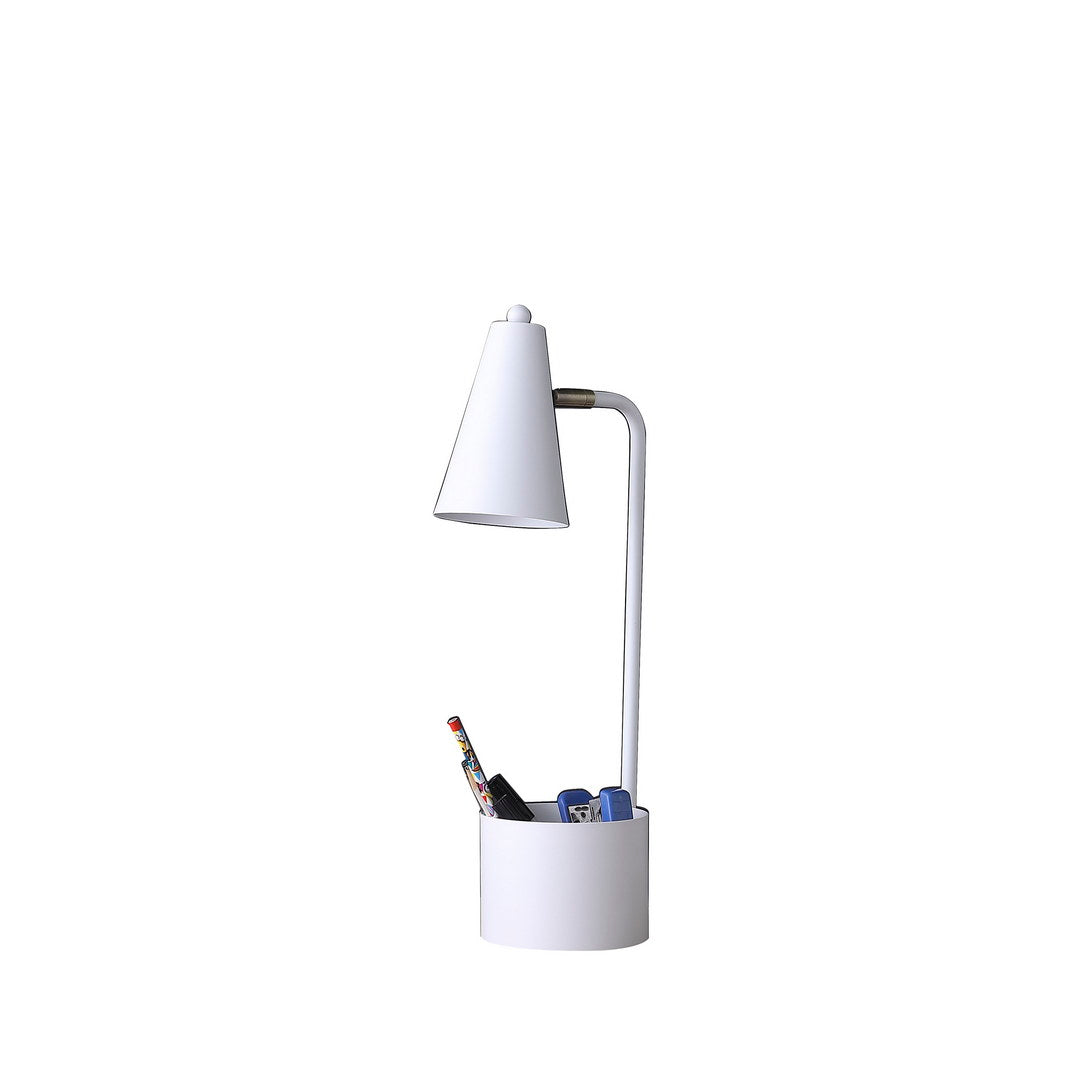 19.5" In Student White Metal Task Desk Lamp W Organizer White Metal