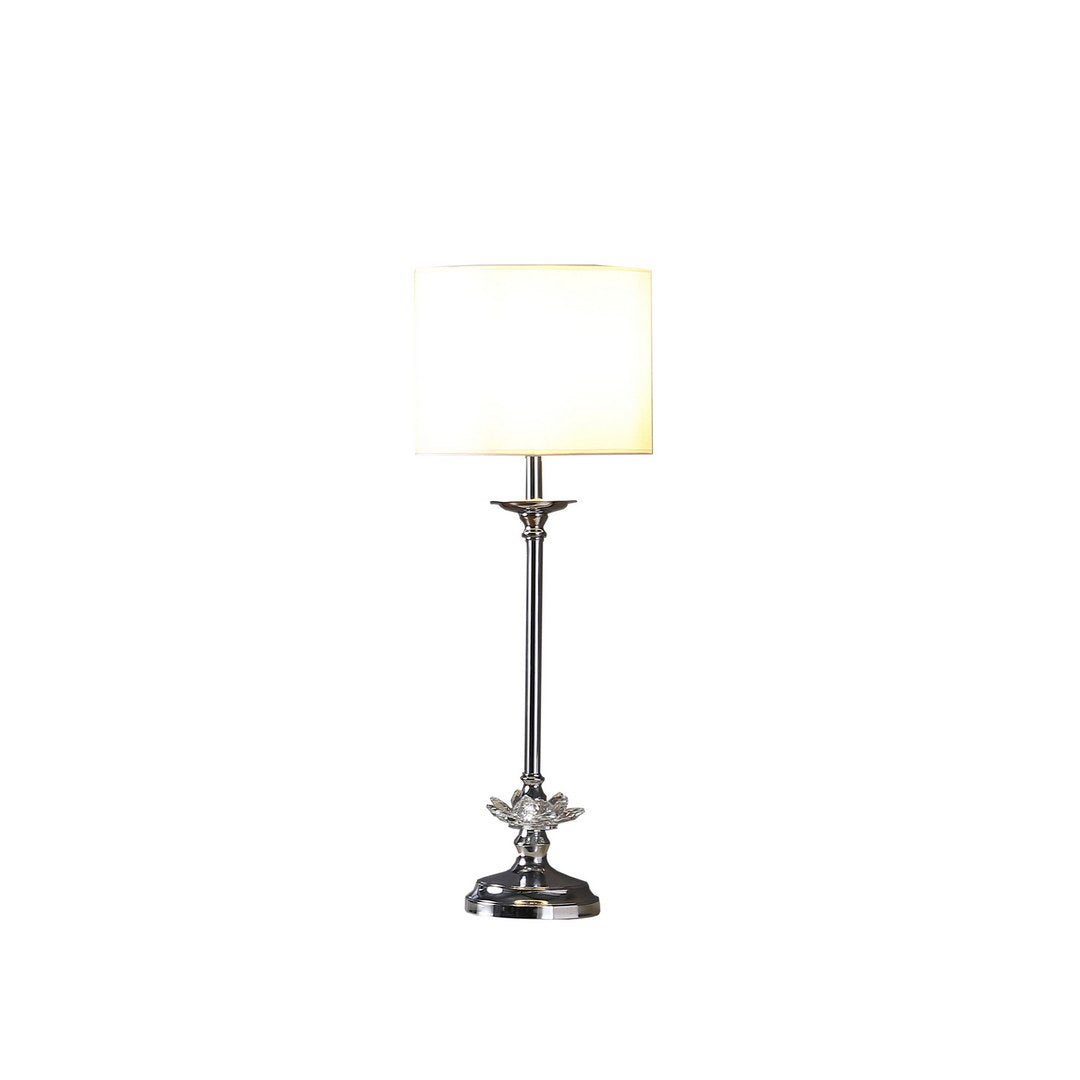 25.5" In Buffet Crystal Floral Chrome Metal Table Lamp White Metal