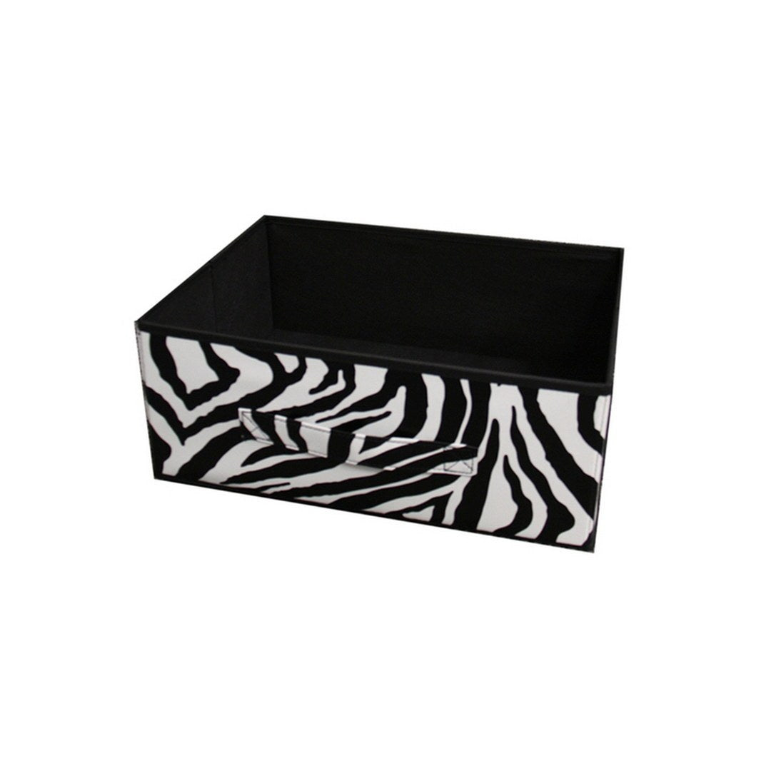 52.5" Tall Metal Shelf With 6 Drawers, Black Frame Rack On Wheels, Zebra Print Multicolor Metal