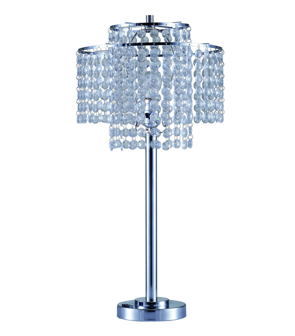 26" Tall" Holly Glam" 2 Tiered Table Lamp With Charging And Usb Port, Silver Multicolor Metal