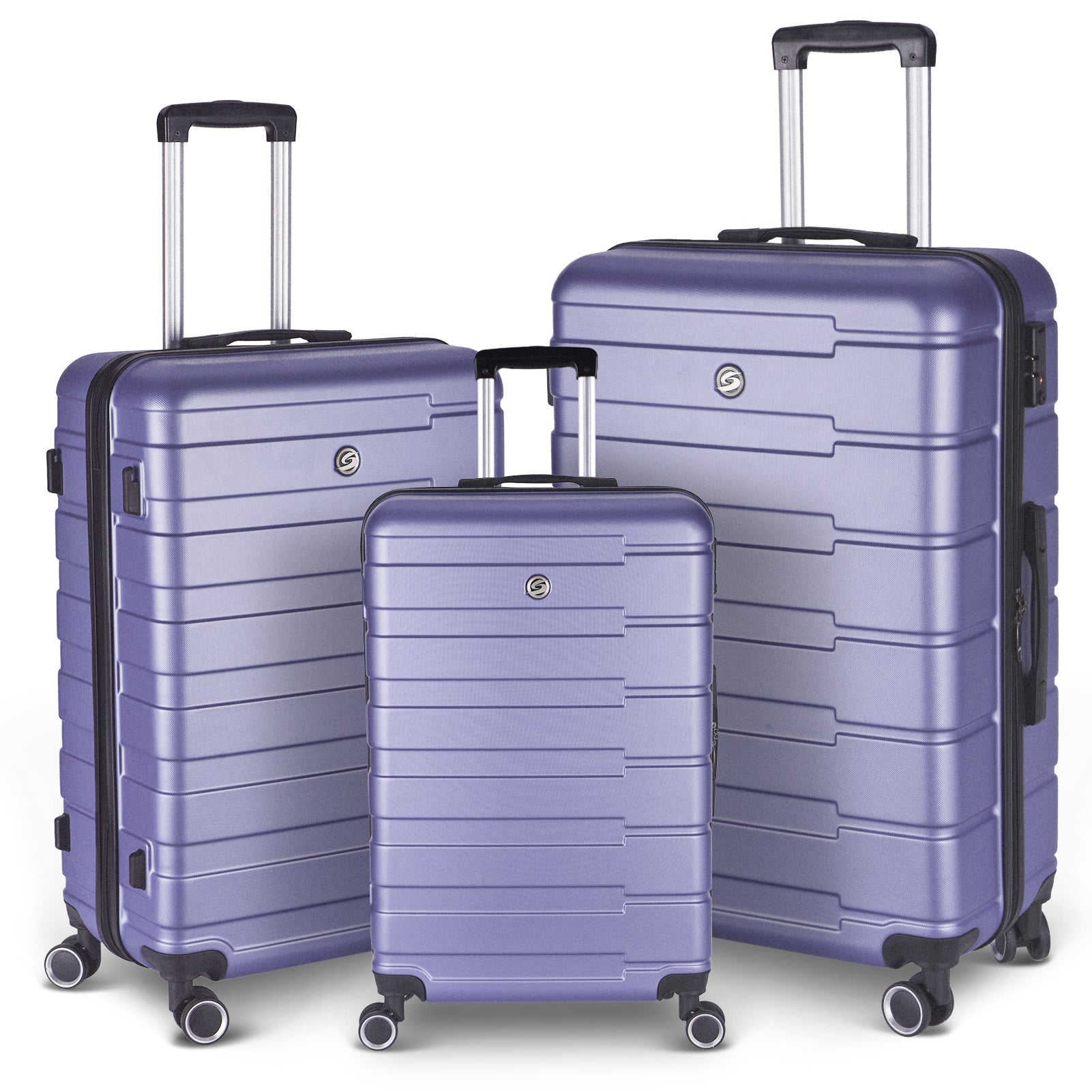 Luggage Suitcase 3 Piece Sets Hardside Carry on lavender purple-abs