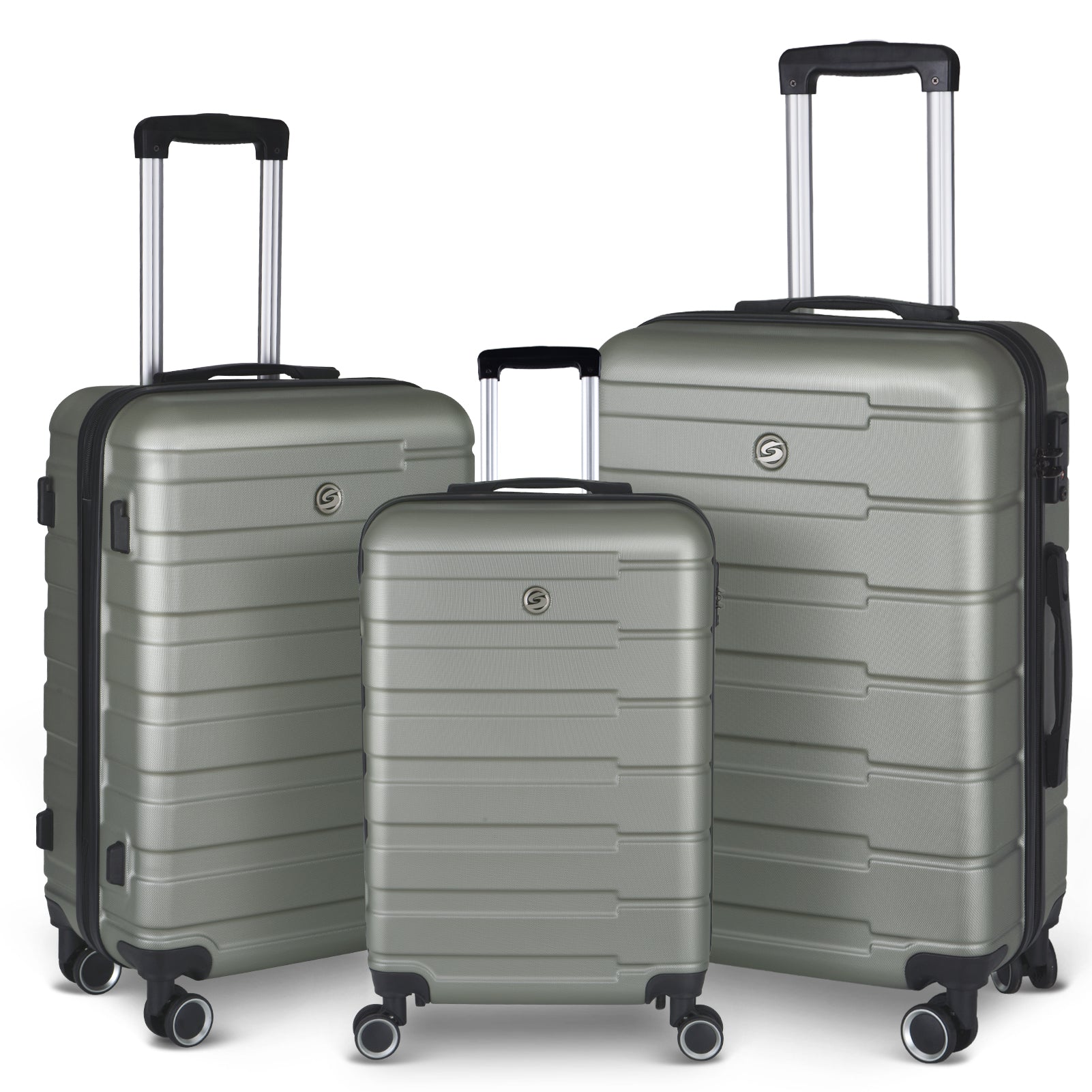 Luggage Suitcase 3 Piece Sets Hardside Carry On Luggage With Spinner Wheels 20" 24" 28" Cement Grey Abs