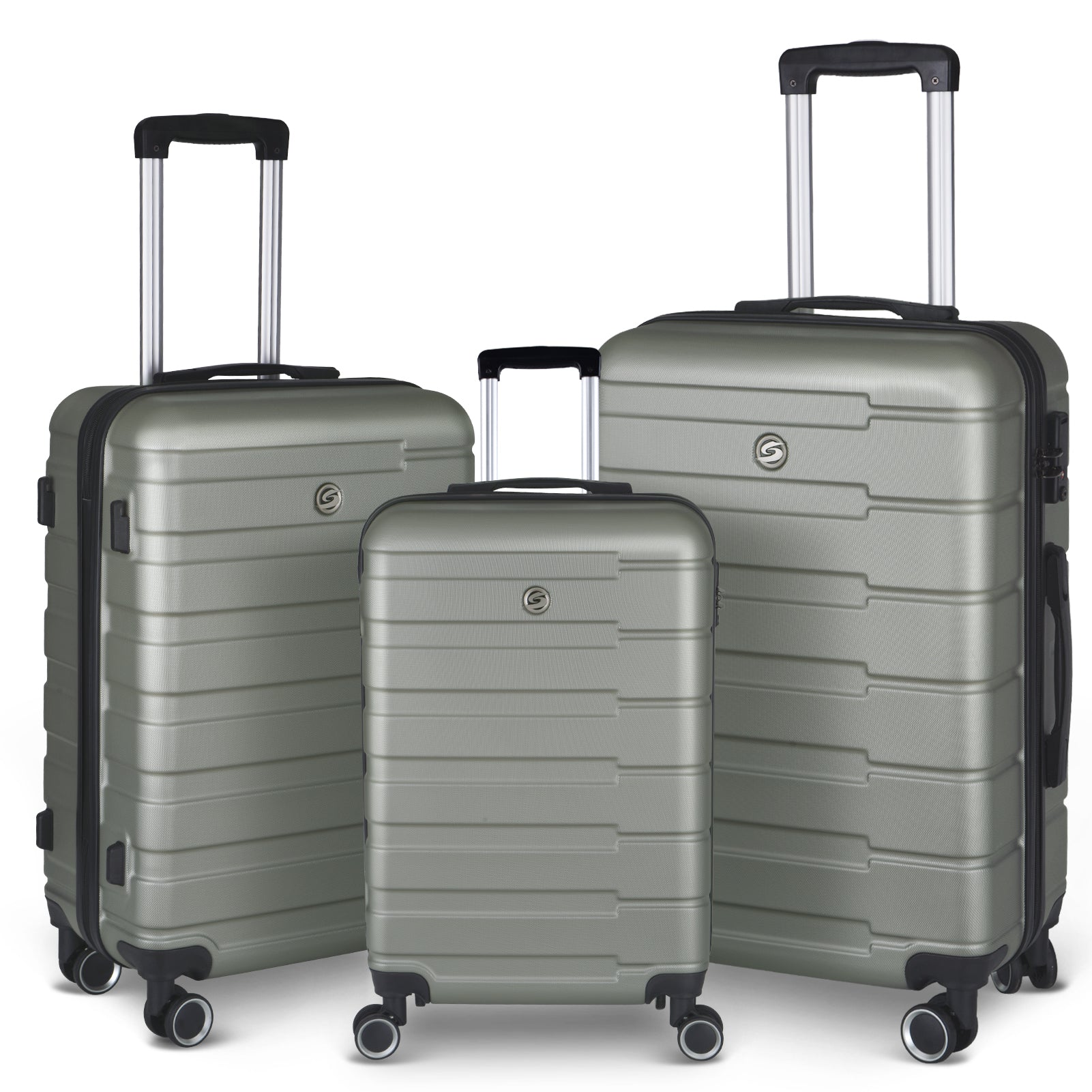 Luggage Suitcase 3 Piece Sets Hardside Carry on cement grey-abs