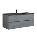 Wall Mounted Single Bathroom Vanity In Ash Gray With Matte Black Solid Surface Vanity Top Only Top Matte Black Melamine