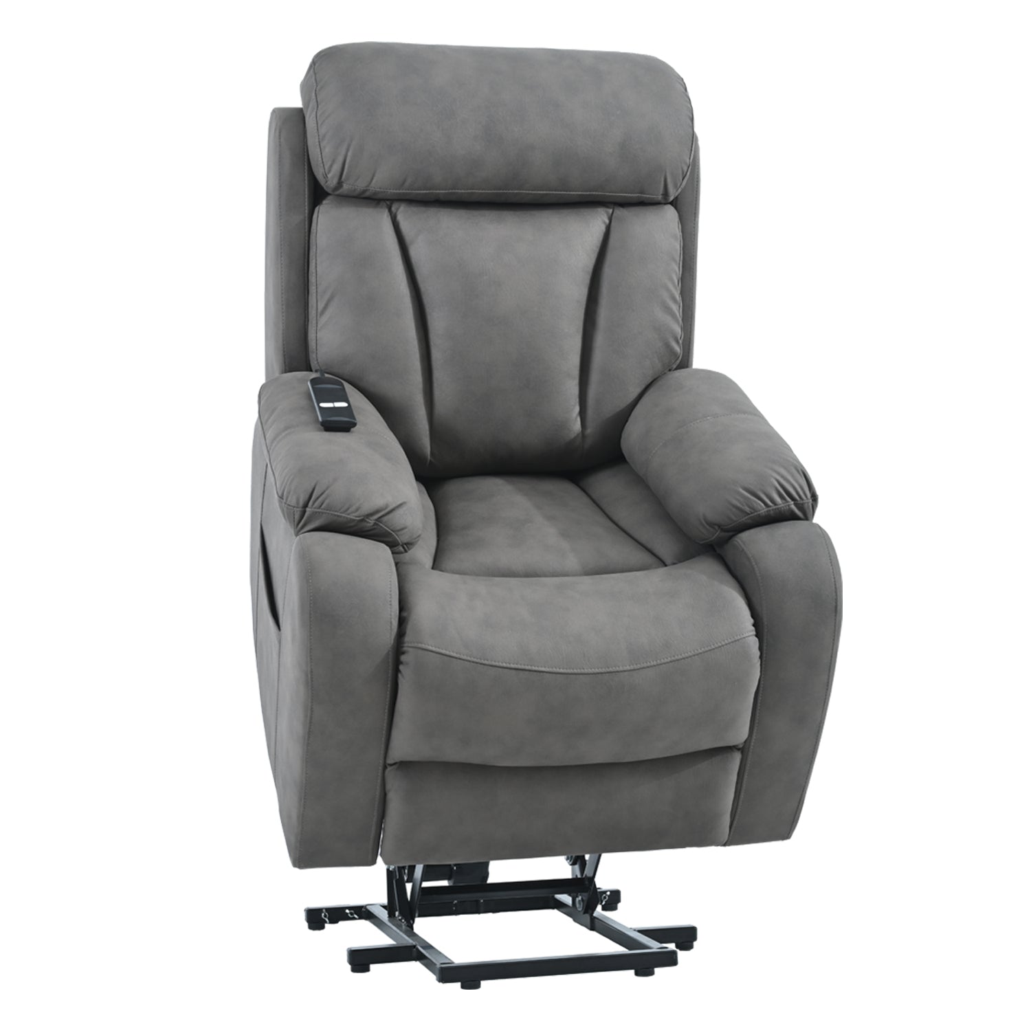 Electric Power Lift Recliner Chair For Elderly, Fabric Recliner Chair For Seniors, Home Theater Seating,Living Room Chair,Side Pocket, Remote Control,Dark Gray Light Brown Wood Primary Living Space Heavy Duty Rubberwood Dark Gray Polyester Power Remote