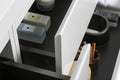 71'' Wall Mounted Double Bathroom Vanity In Gloss White With White Solid Surface Vanity Top Gloss White Wood