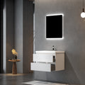 29'' Wall Mounted Single Bathroom Vanity In Gloss White With White Solid Surface Vanity Top Gloss White Melamine