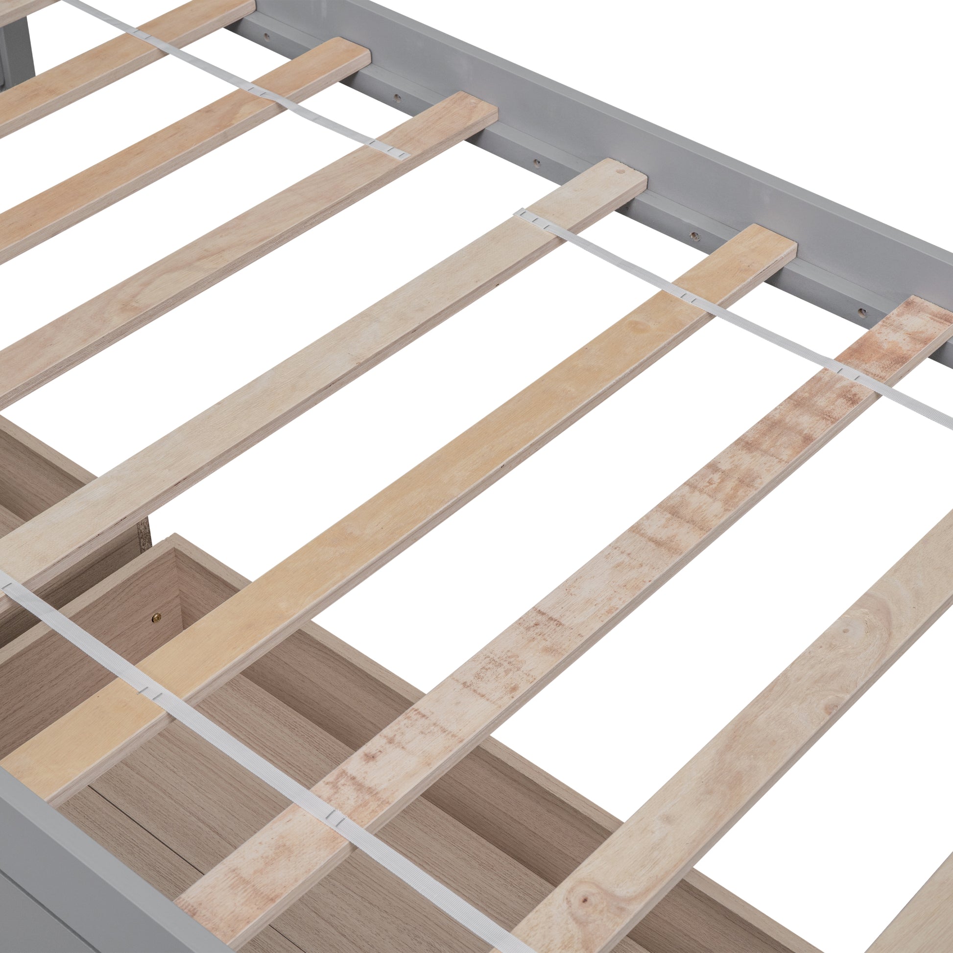 Twin Bed With 2 Drawers, Solid Wood, No Box Spring Needed ,Grey Old Sku:W50422208 Twin Grey Pine