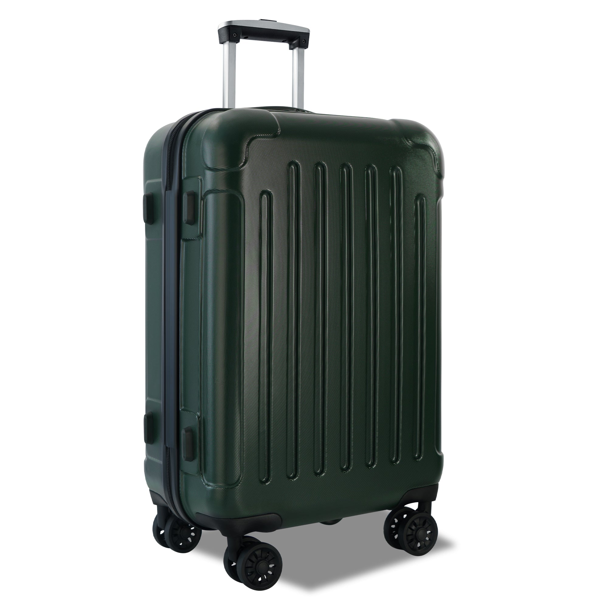 Luggage 3 Piece Sets with Spinner Wheels ABS PC blackish green-abs+pc