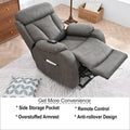 Electric Power Lift Recliner Chair For Elderly, Fabric Recliner Chair For Seniors, Home Theater Seating,Living Room Chair,Side Pocket, Remote Control,Dark Gray Light Brown Wood Primary Living Space Heavy Duty Rubberwood Dark Gray Polyester Power Remote