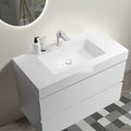 Bb02 36 101, Integrated Solid Surface Basin Without Drain And Faucet, Glossy White Color White Solid Surface