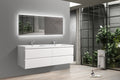 71'' Wall Mounted Double Bathroom Vanity In Gloss White With White Solid Surface Vanity Top Gloss White Melamine