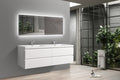 71'' Wall Mounted Double Bathroom Vanity In Gloss White With White Solid Surface Vanity Top Gloss White Wood