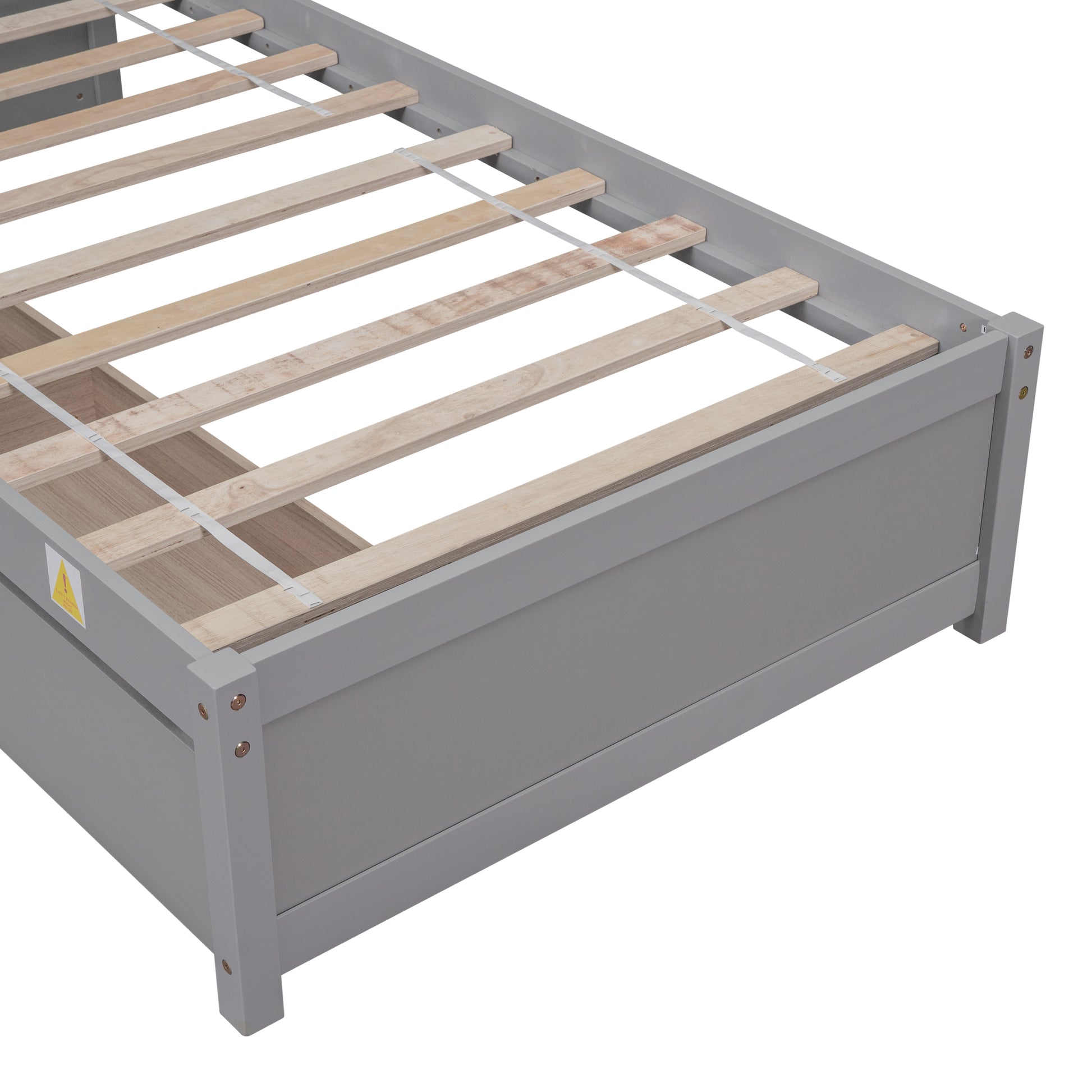 Twin Bed With 2 Drawers, Solid Wood, No Box Spring Needed ,Grey Old Sku:W50422208 Twin Grey Pine
