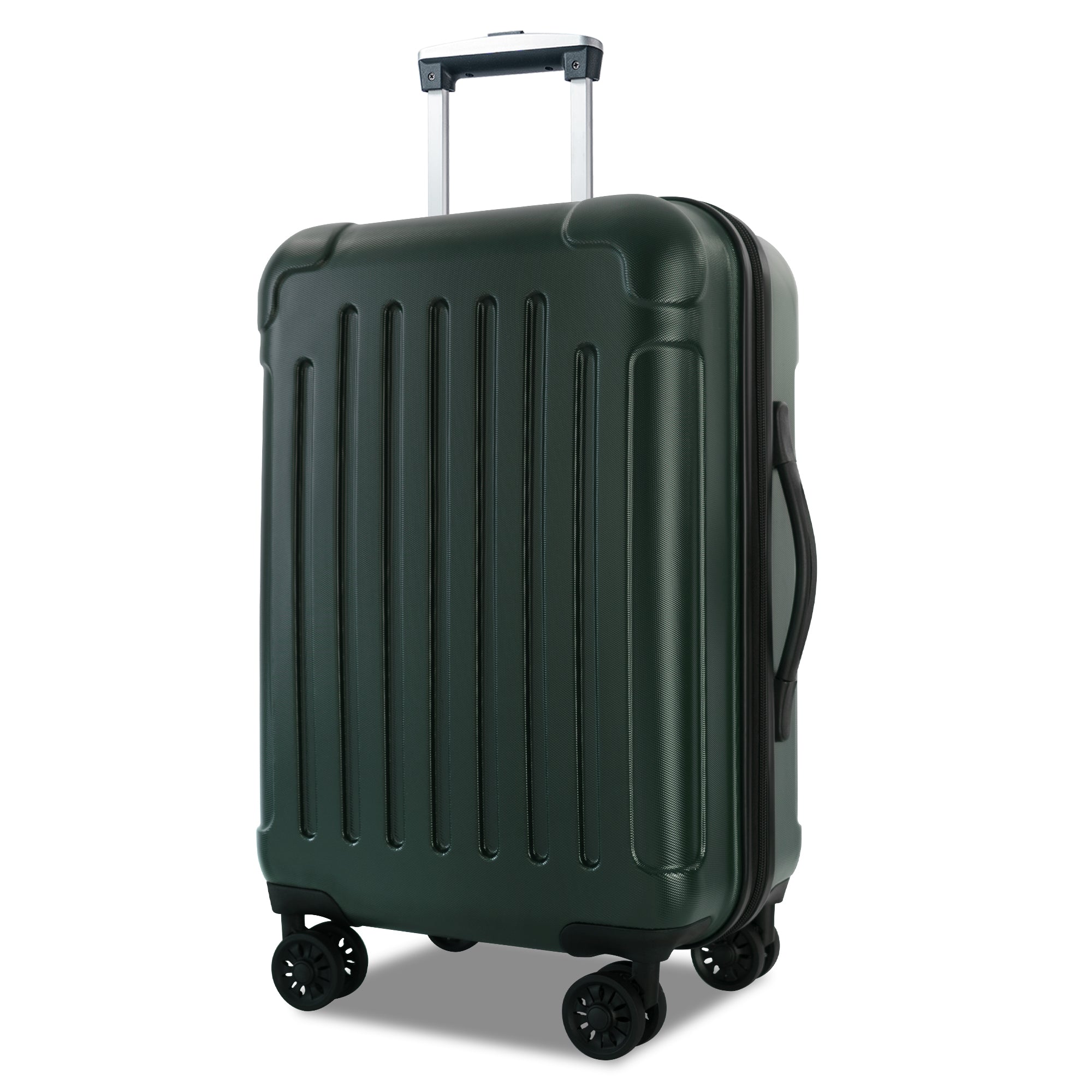 Luggage 3 Piece Sets with Spinner Wheels ABS PC blackish green-abs+pc