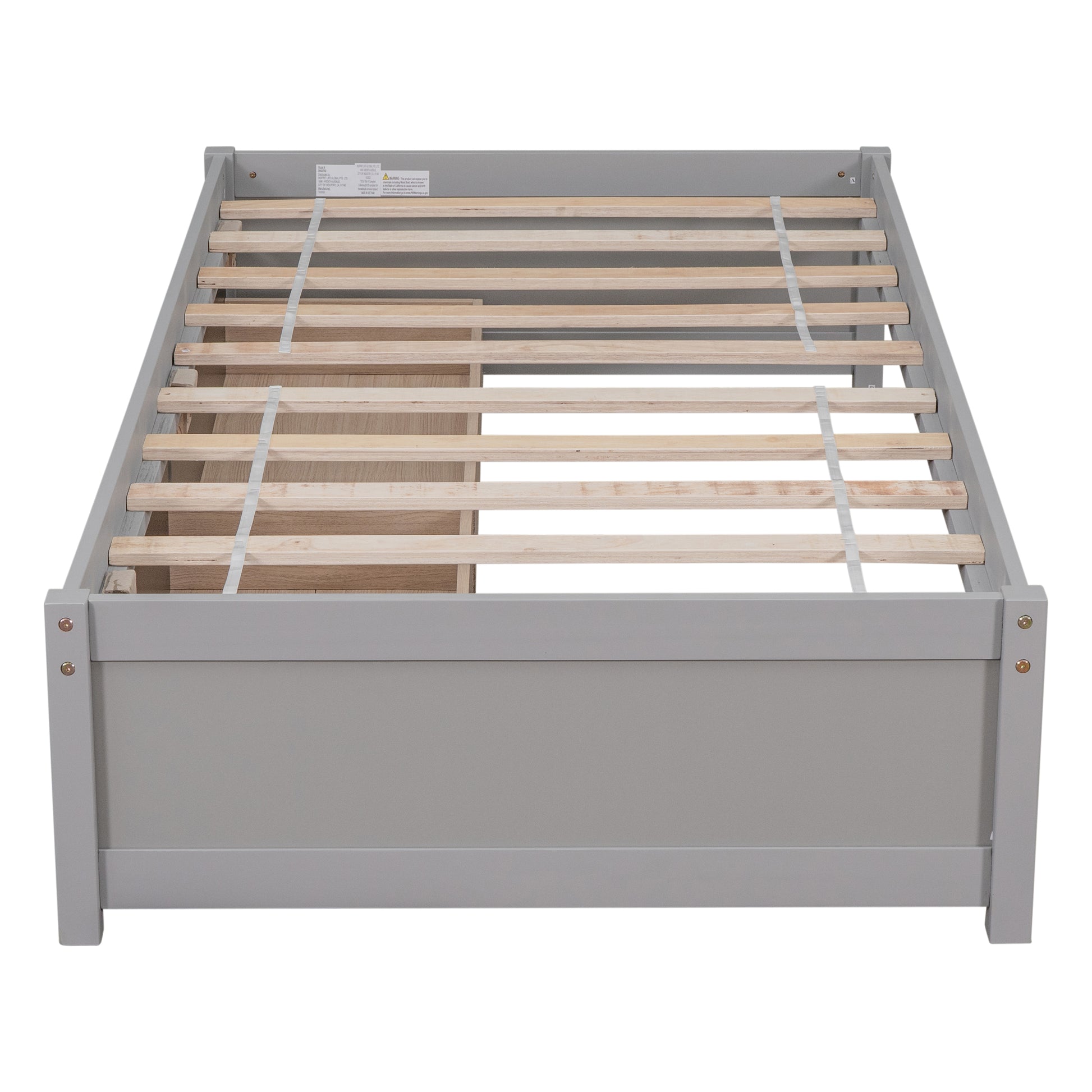 Twin Bed With 2 Drawers, Solid Wood, No Box Spring Needed ,Grey Old Sku:W50422208 Twin Grey Pine