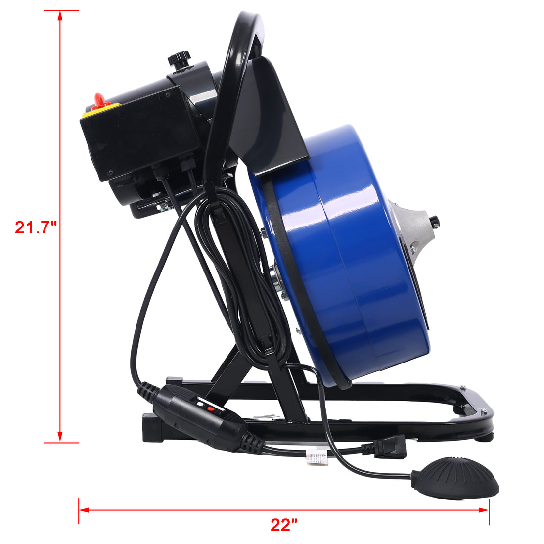 60Ftx1 2Inch Drain Cleaner Machine Electric Drain Auger With 4 Cutter & Foot Switch Drain Cleaner Machine Sewer Snake Drill Drain Auger Cleaner For 1" To 4" Blue Steel