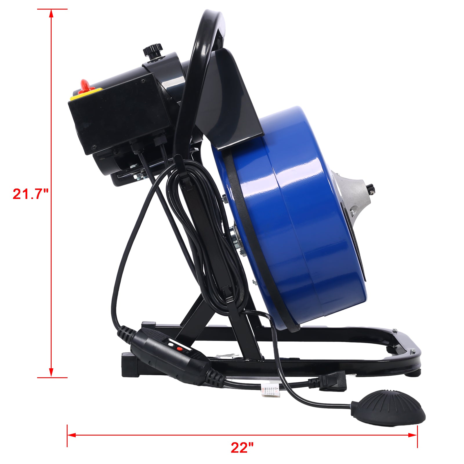 60Ftx1 2Inch Drain Cleaner Machine Electric Drain Auger With 4 Cutter & Foot Switch Drain Cleaner Machine Sewer Snake Drill Drain Auger Cleaner For 1" To 4" Blue Steel