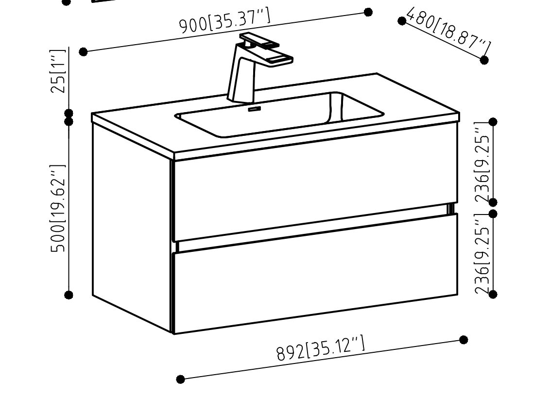 36'' Wall Mounted Single Bathroom Vanity In Ash Gray With White Solid Surface Vanity Top Antique Grey White Mdf