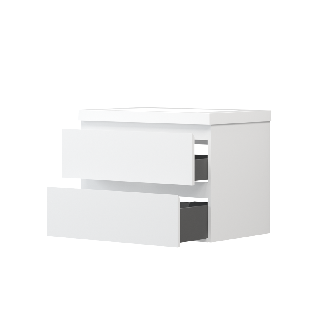 29'' Wall Mounted Single Bathroom Vanity In Gloss White With White Solid Surface Vanity Top Gloss White Melamine