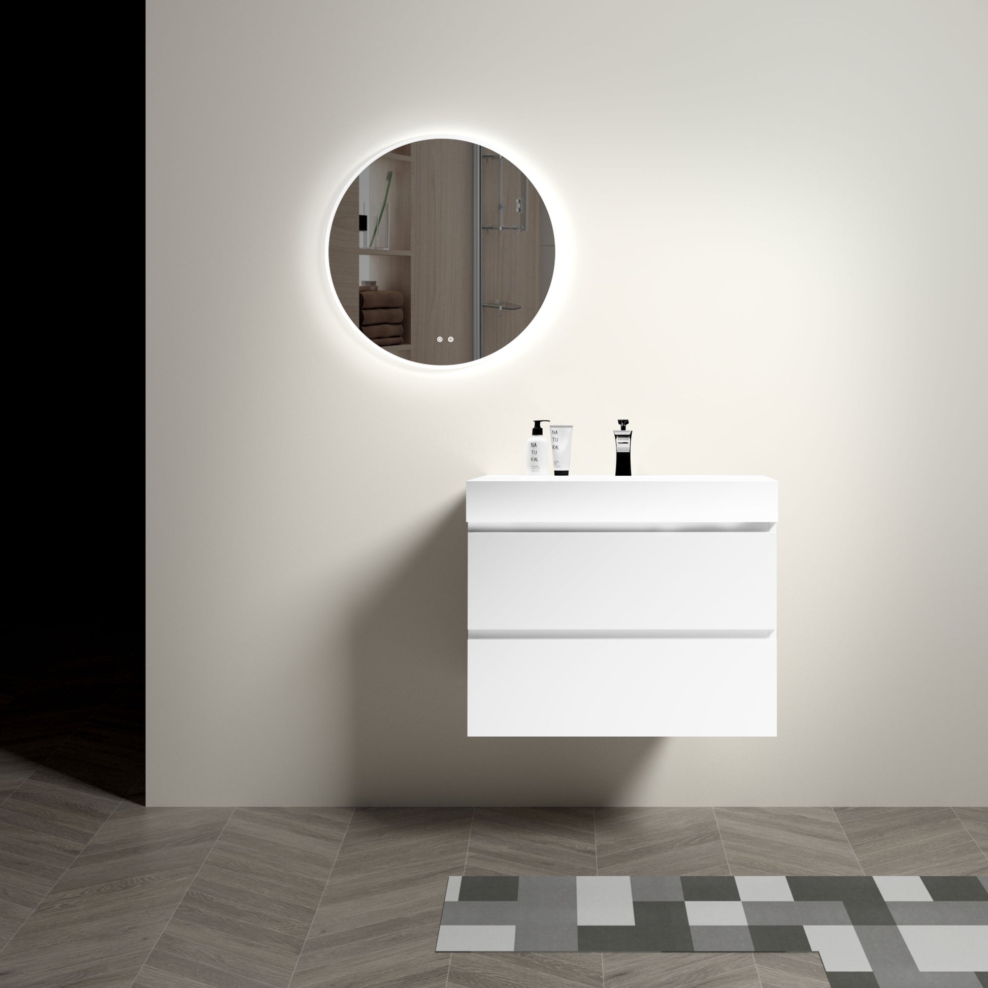 Alice 30" White Bathroom Vanity with Sink, Large white-mdf