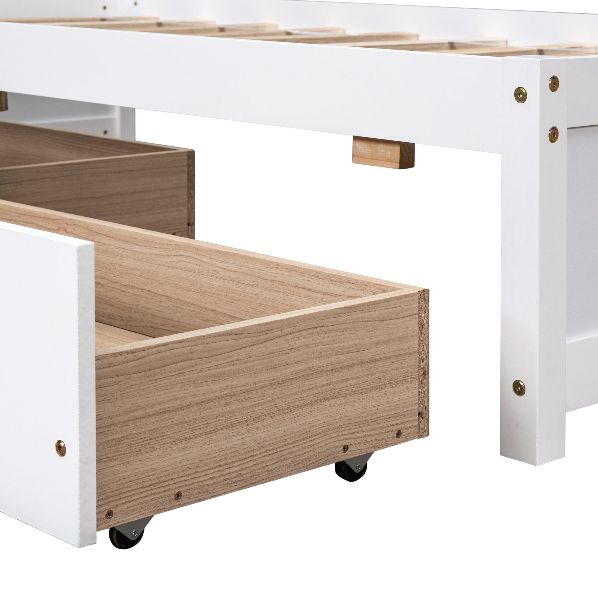 Twin Bed With 2 Drawers, Solid Wood, No Box Spring Needed , Old Sku:W50422209 Twin White Pine