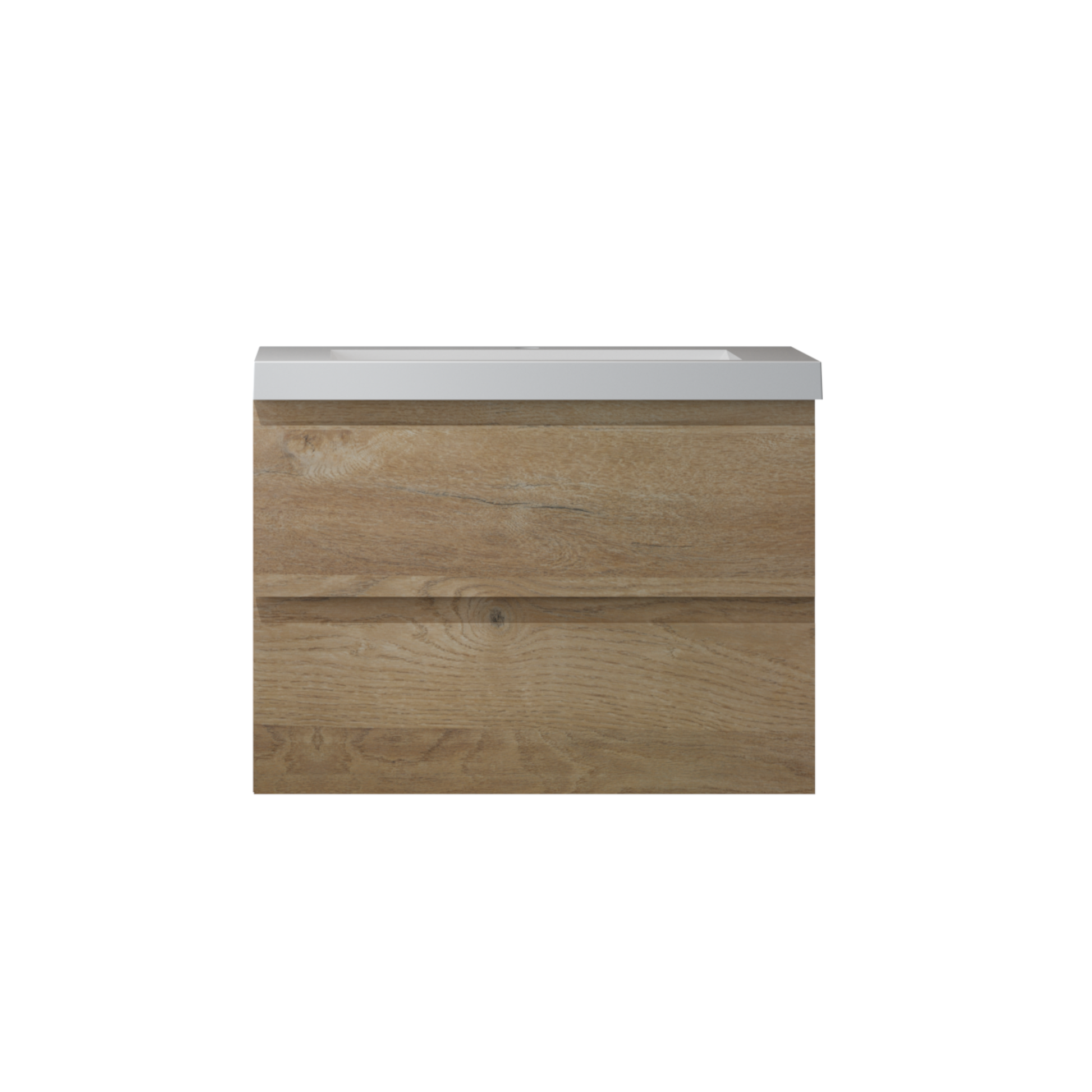 29'' Wall Mounted Single Bathroom Vanity In Natural Wood With White Solid Surface Vanity Top Natural Wood Melamine