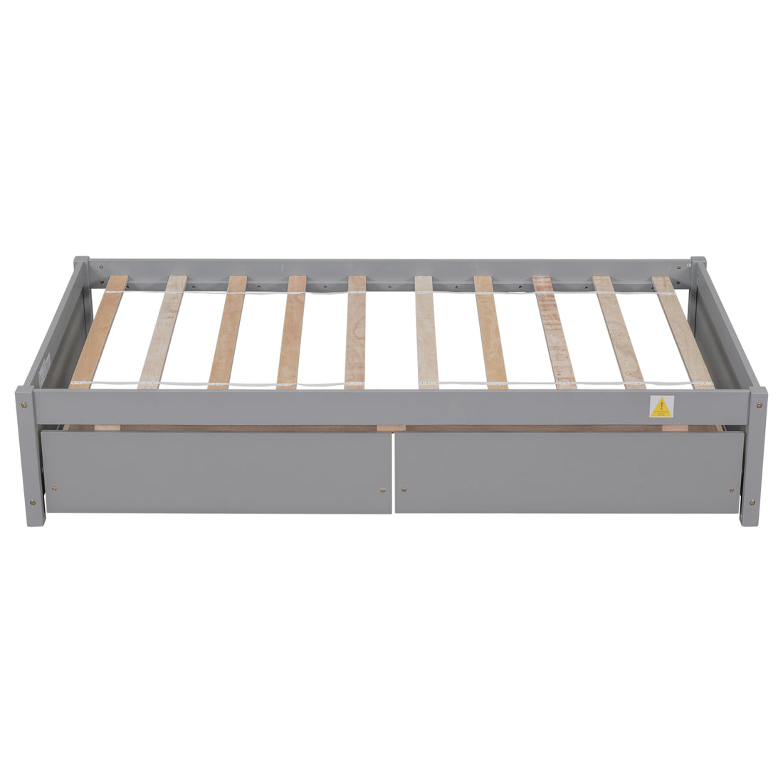 Twin Bed With 2 Drawers, Solid Wood, No Box Spring Needed ,Grey Sku:W504P149041 Twin Grey Pine