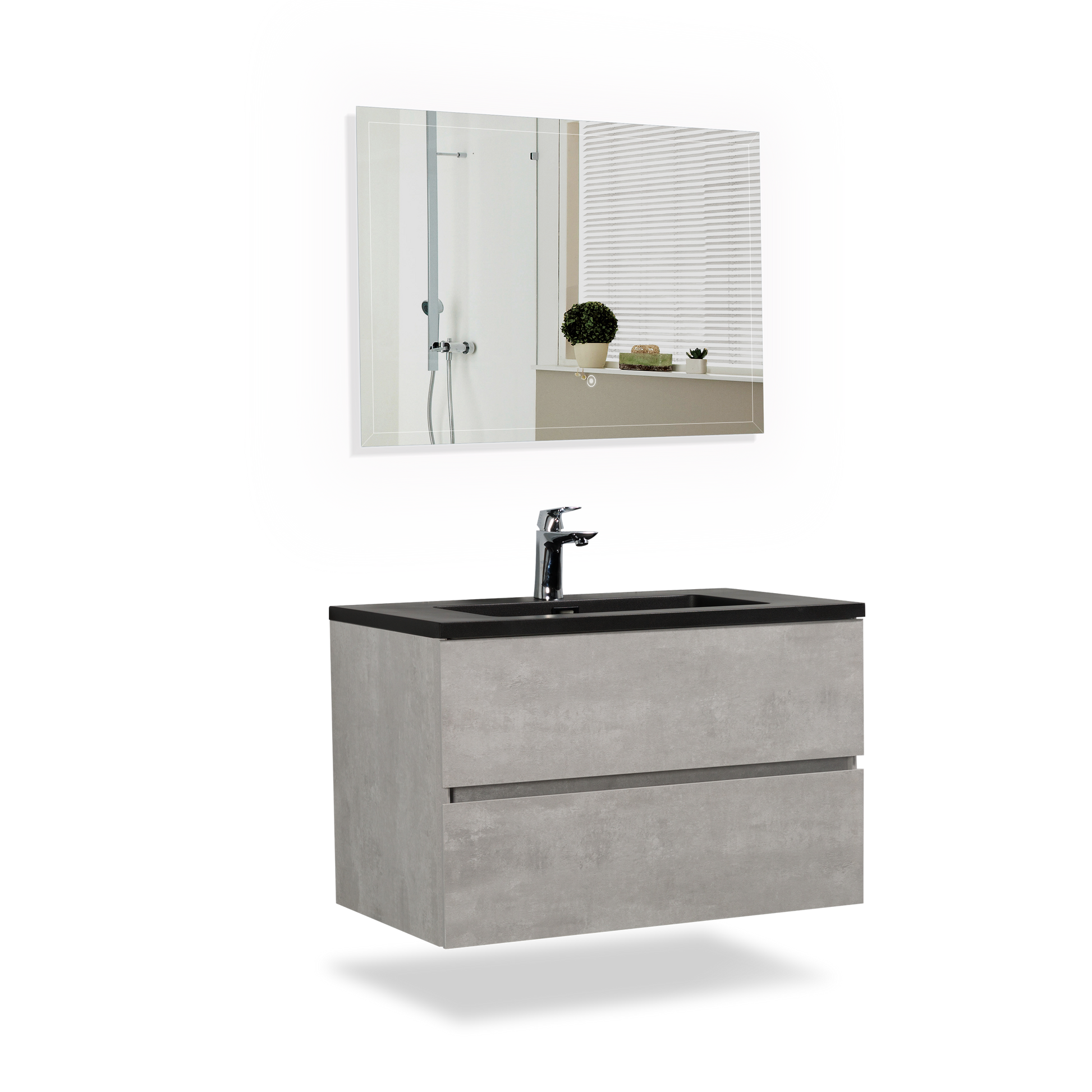 30'' Wall Hung Bathroom Vanity in Ash Gray With