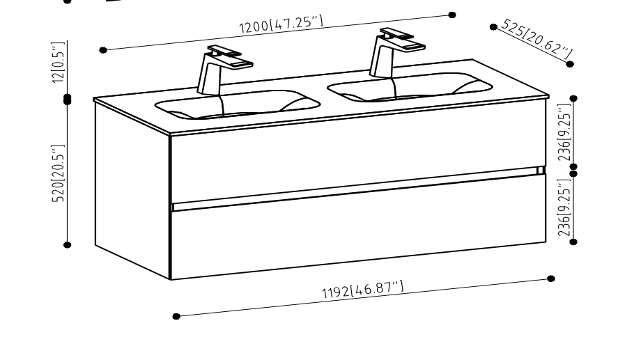 47'' Wall Mounted Single Bathroom Vanity In Ash Gray With White Solid Surface Vanity Top Gray Mdf