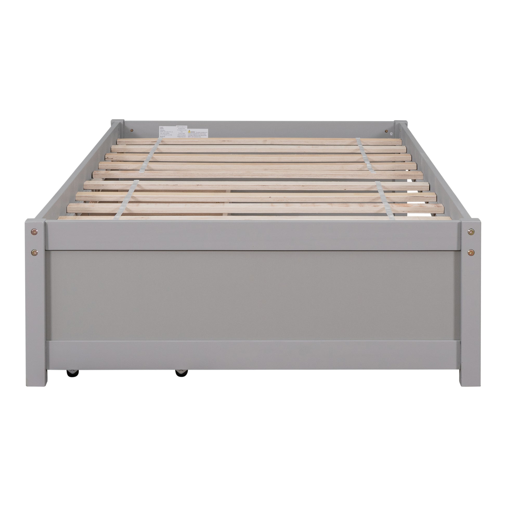 Twin Bed With 2 Drawers, Solid Wood, No Box Spring Needed ,Grey Old Sku:W50422208 Twin Grey Pine