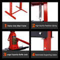 Hydraulic Shop Press ,12 Ton Capacityfloor Mount ,With Press Plates, H Frame Garage Floor Press, Adjustable Working Table Height,Red Red Steel