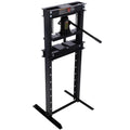 Hydraulic Shop Press ,12 Ton Capacityfloor Mount ,With Press Plates, H Frame Garage Floor Press, Adjustable Working Table Height,Black Black Steel