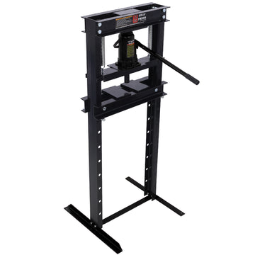Hydraulic Shop Press ,12 Ton Capacityfloor Mount ,With Press Plates, H Frame Garage Floor Press, Adjustable Working Table Height,Black Black Steel