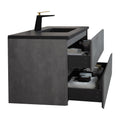 Wall Mounted Single Bathroom Vanity In Ash Gray With Matte Black Solid Surface Vanity Top Only Top Matte Black Melamine