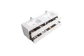 71'' Wall Mounted Double Bathroom Vanity In Gloss White With White Solid Surface Vanity Top Gloss White Wood