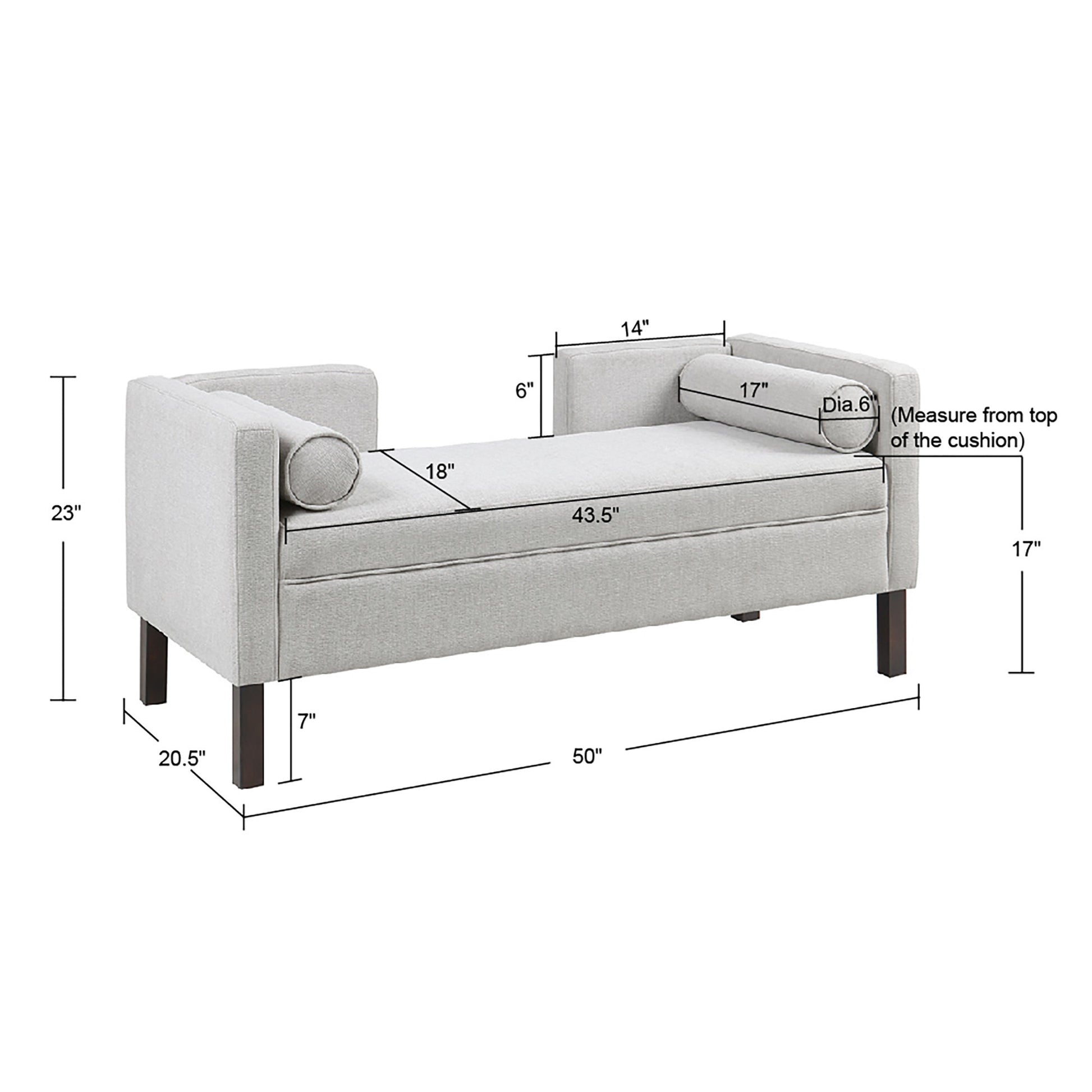 Upholstered Accent Bench Gray Polyester