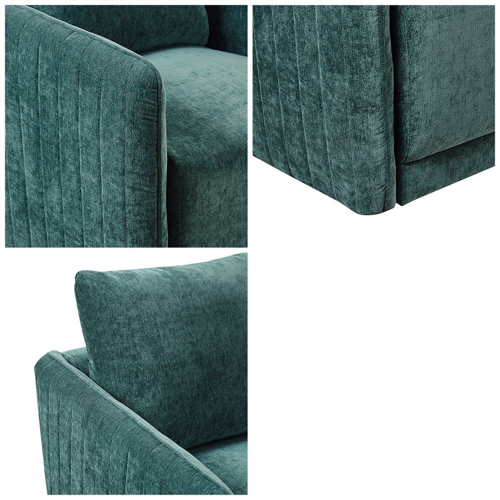 Upholstered 360 Degree Swivel Chair Green Polyester