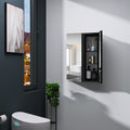 30X10 Inch Medicine Cabinets Aluminum Bathroom Medicine Cabinet Adjustable Glass Shelves Black Black Modern Aluminium