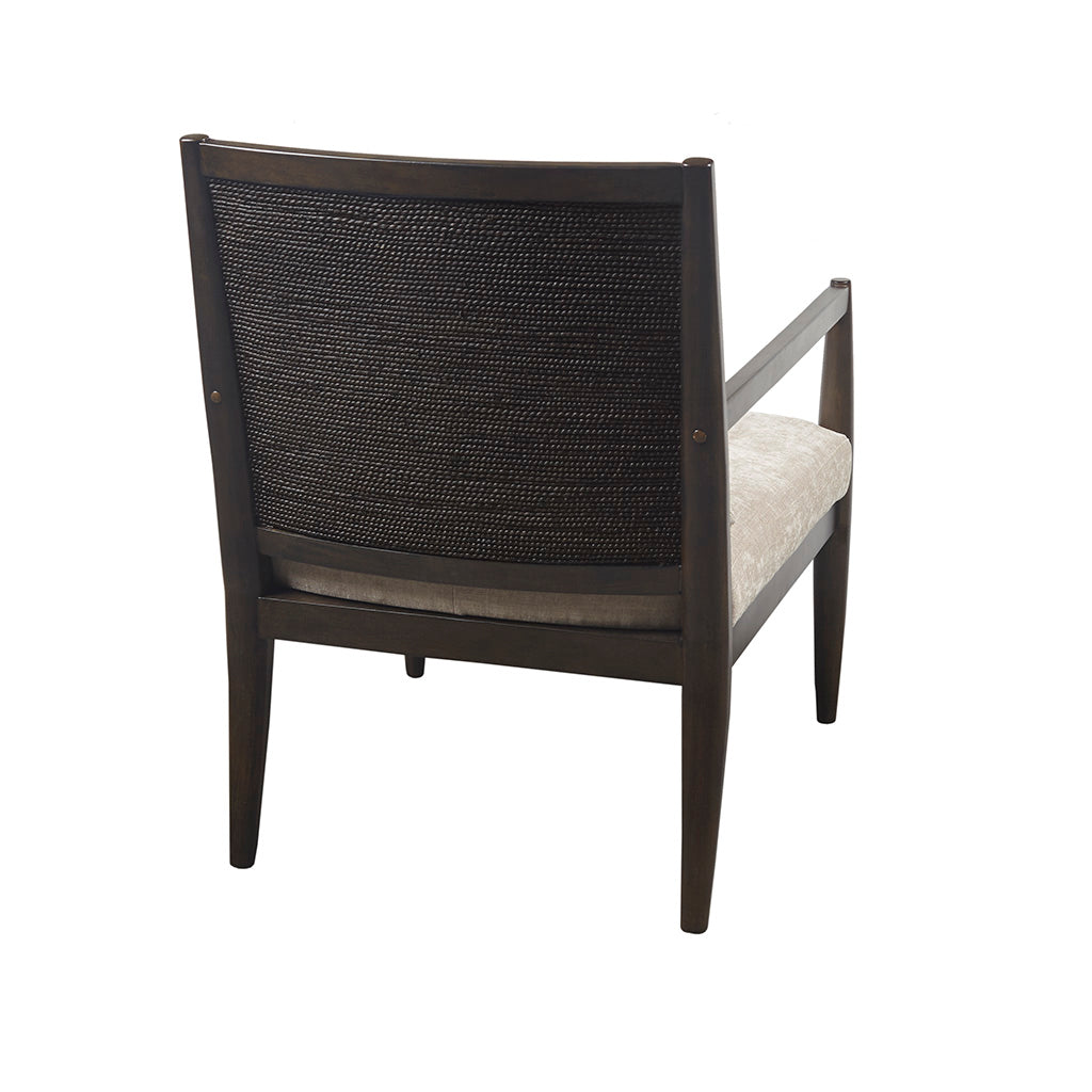 Handcrafted Seagrass Back Armchair With Removable Seat Cushion And Back Pillow Brown Polyester