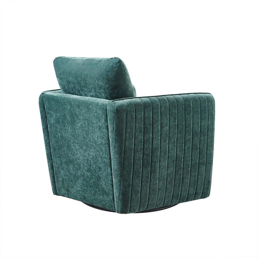 Upholstered 360 Degree Swivel Chair Green Polyester