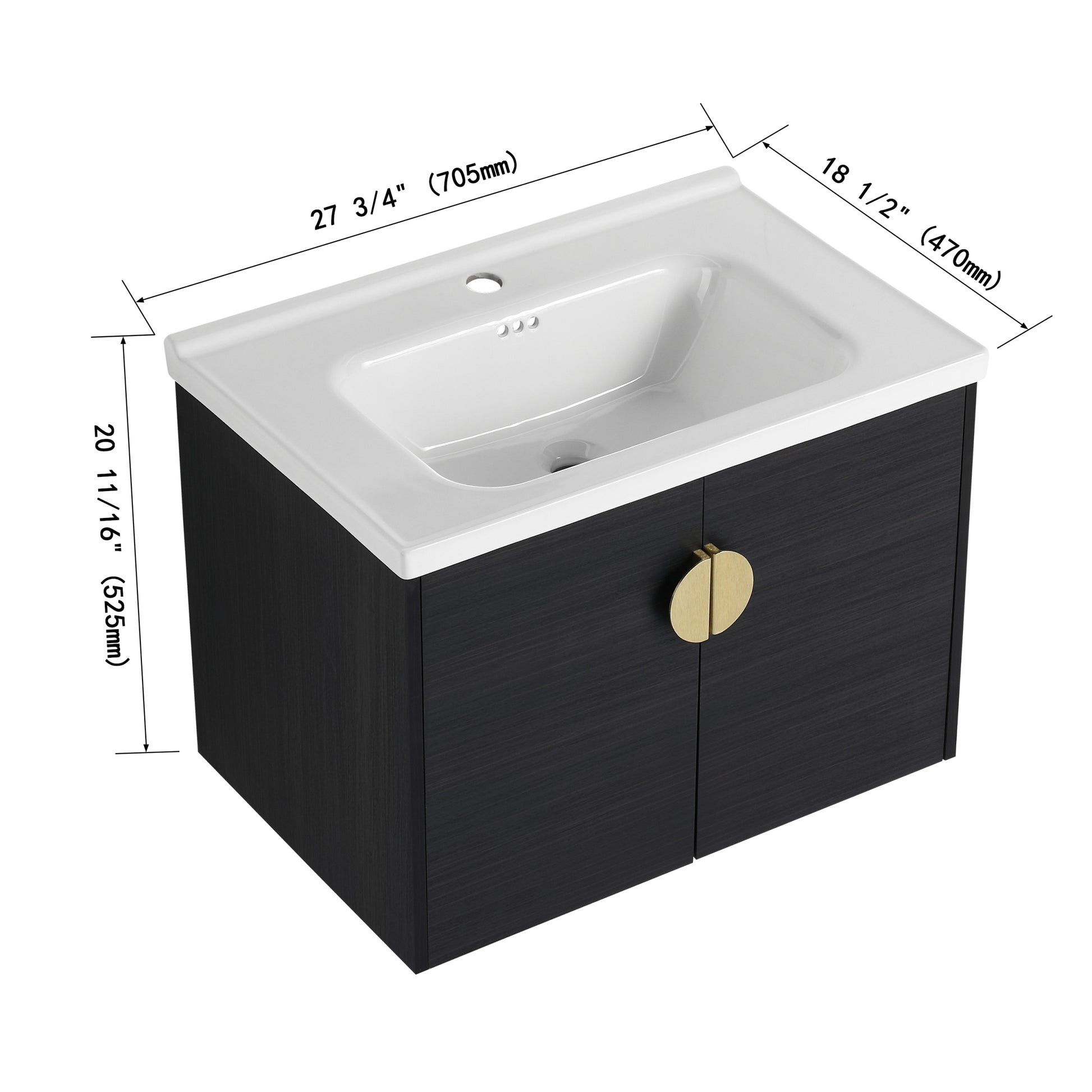 40 Inch Soft Close Doors Bathroom Vanity With Sink, And A Small Storage Shelves Bvc06328Bct Bvc07412Ltk Black Chestnut 2 1 Bathroom Wall Mounted Modern Plywood