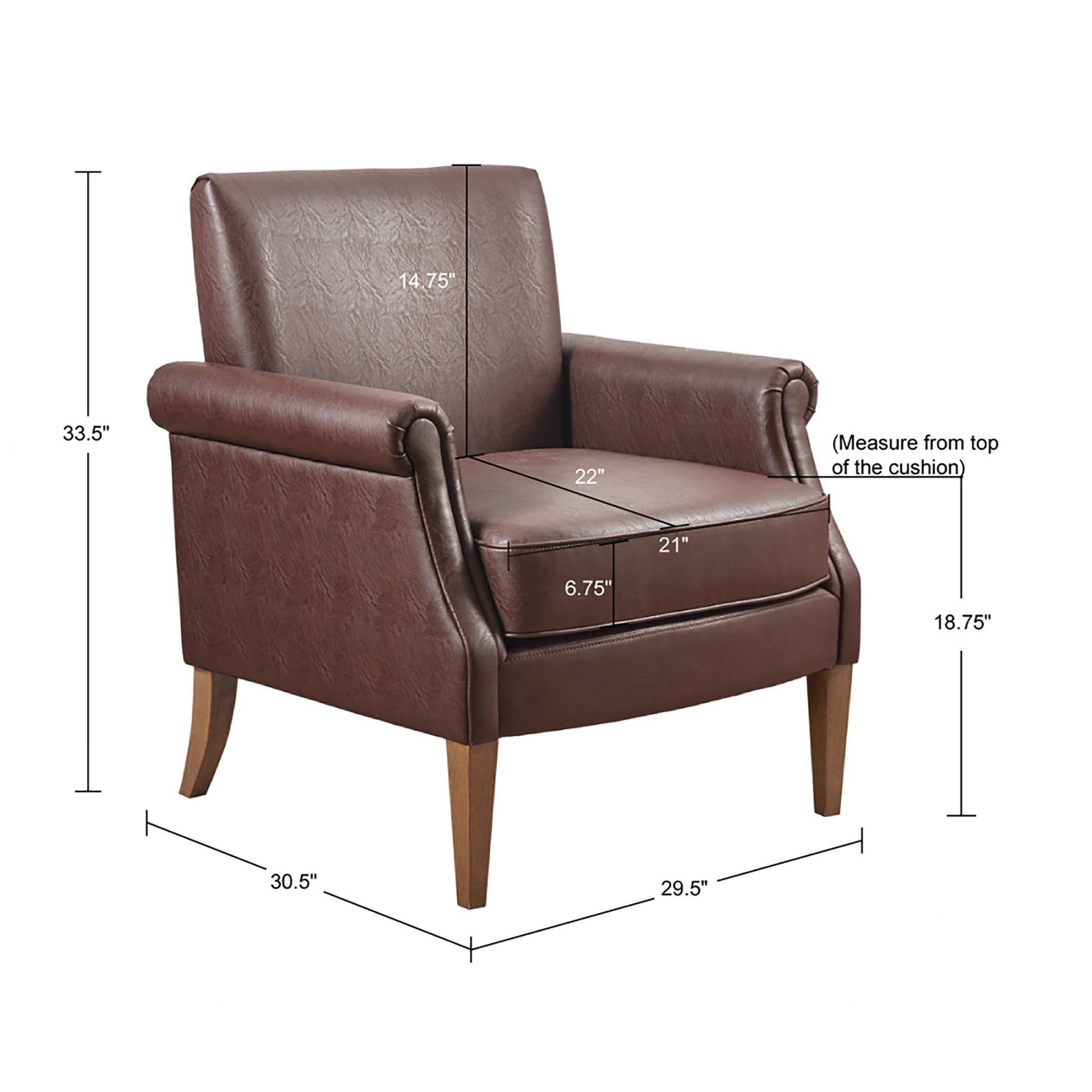 Faux Leather Accent Arm Chair Brown Polyester