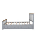 Queen Size Wood Platform Bed With Two Drawers And Wooden Slat Support,Gray Natrual Gray Wood