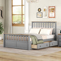 Full Size Wood Platform Bed With Two Drawers And Wooden Slat Support,Gray Natrual Gray Wood