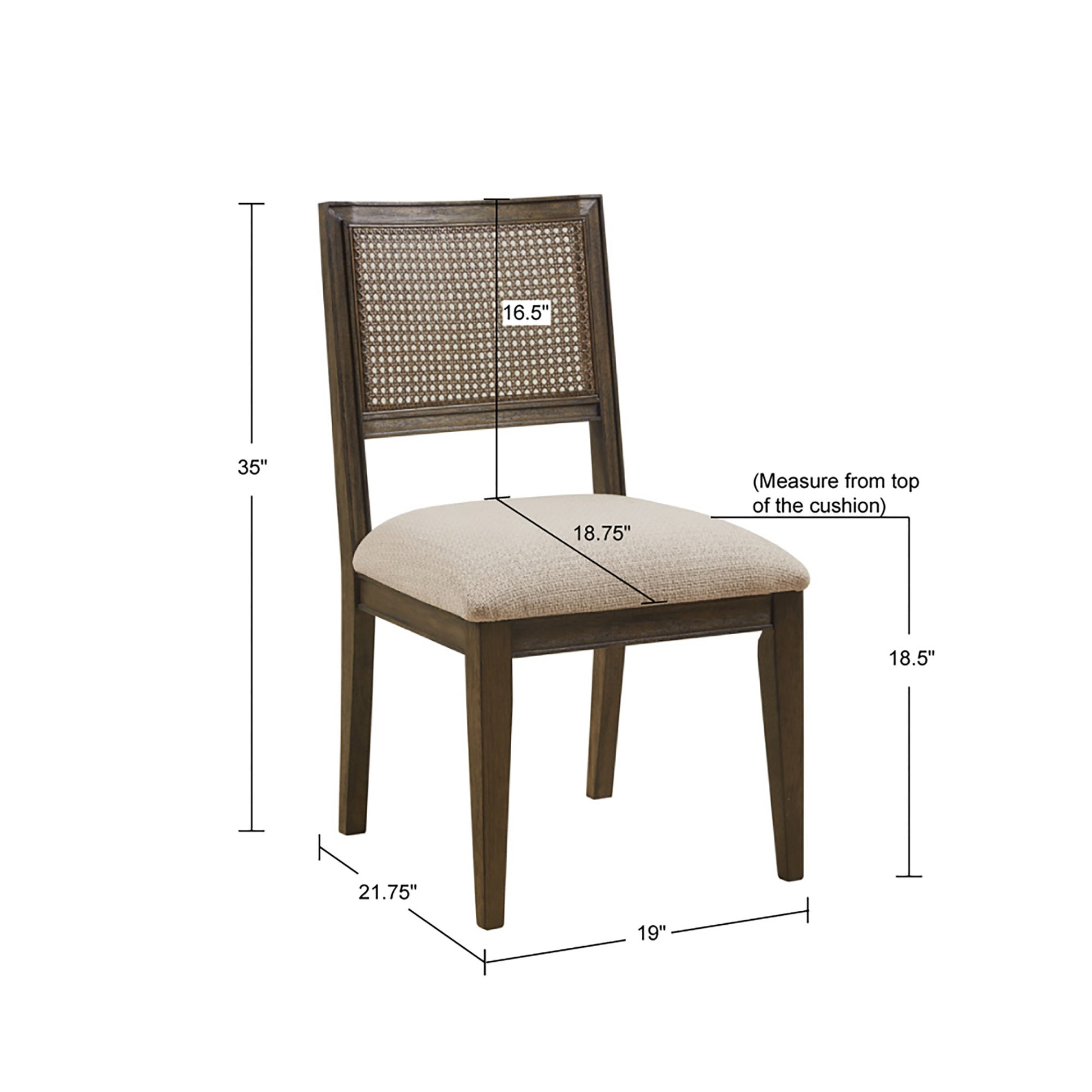 Armless Dining Chair Set Of 2 Brown Polyester