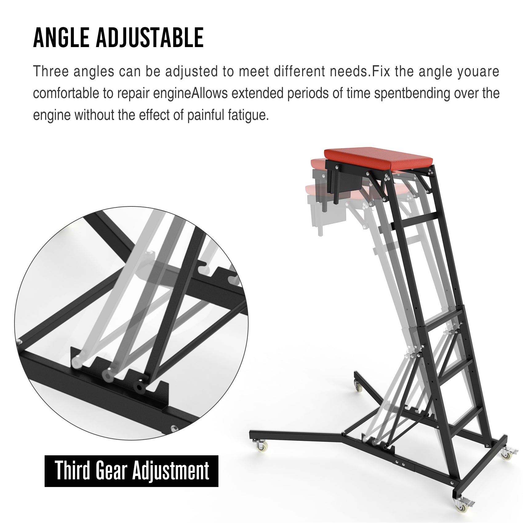 Foldable Rolling Topside Creeper For Automotive Engine Top For Home, Garage, Workshop Repair Maintenance Mechanic Red Red Iron Plastic