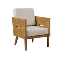 Handcrafted Rattan Upholstered Accent Arm Chair Natural Polyester